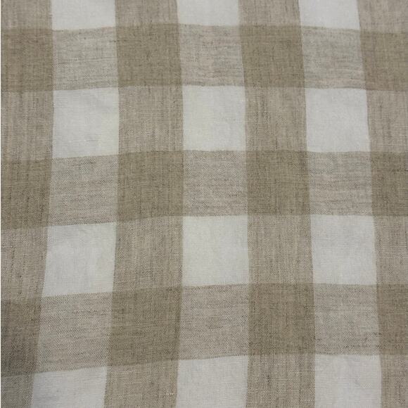 Tan White Check Linen Table Runner 17x100 inches Cottage Core Farmhouse Country - Picture 5 of 7